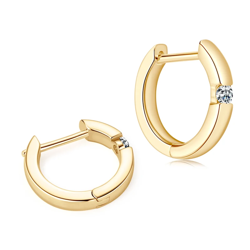 IOGOU 100% Moissanite Hoop Earrings 2.0mm VVS1 Fine Jewelry Original Simple 925 Sterling Silver Earrings for Women Men Gift