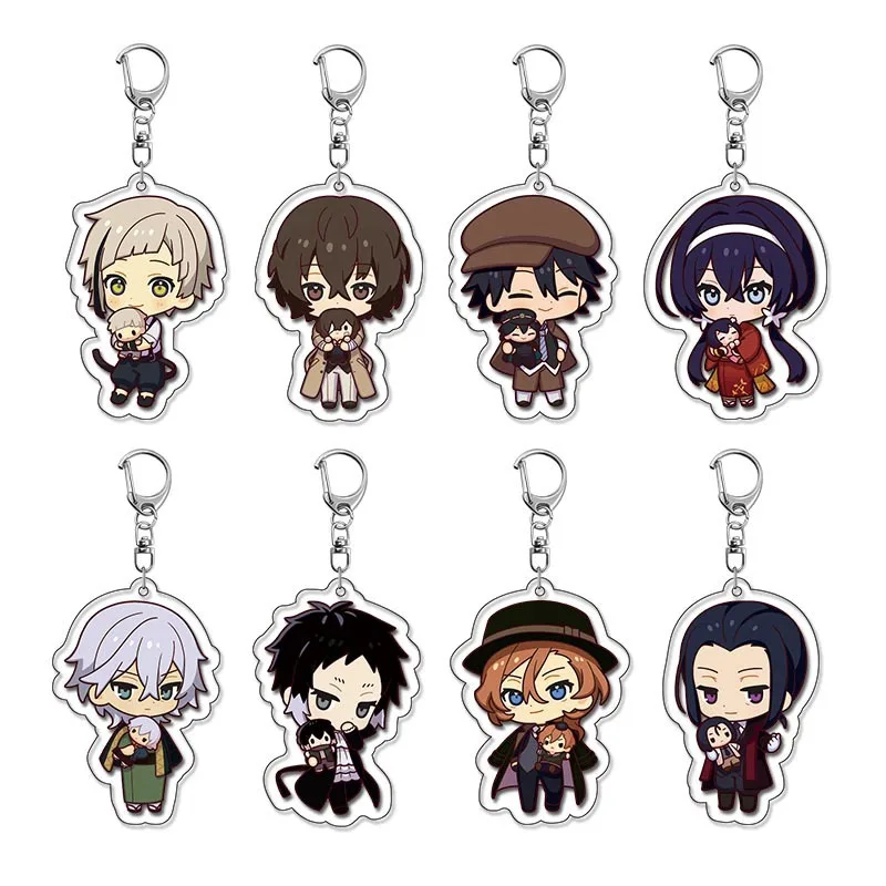 

5.5cm Anime Bungo Stray Dogs Keychain Nakajima Atsushi Dazai Osamu Edogawa Rampo Key Chain Acrylic Model Plate Christmas Gifts