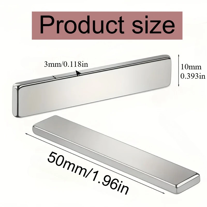 40x10x3/50x10x3/60x10x3mm Strong Rectangular Magnet, Suitable for Whiteboards, Nail Art, Warehouses, Photo Walls, Cameras, DIY