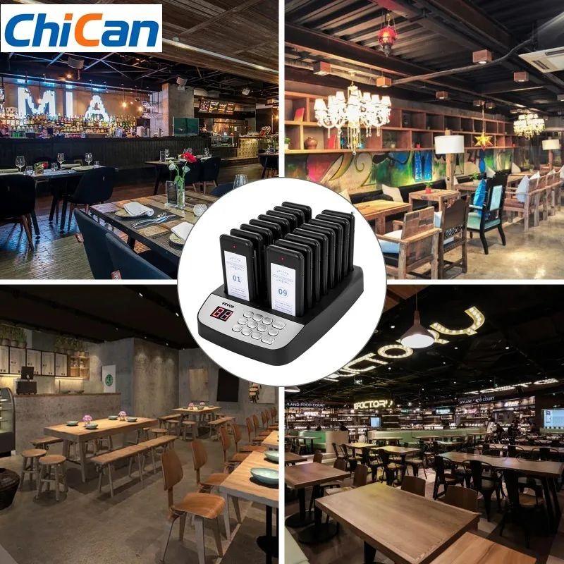 【Upgraded】SucceBuy Wireless Restaurant Buzzer Pager 16 Coasters Paging Guest Calling System for Coffee Dessert Burger Shop Food
