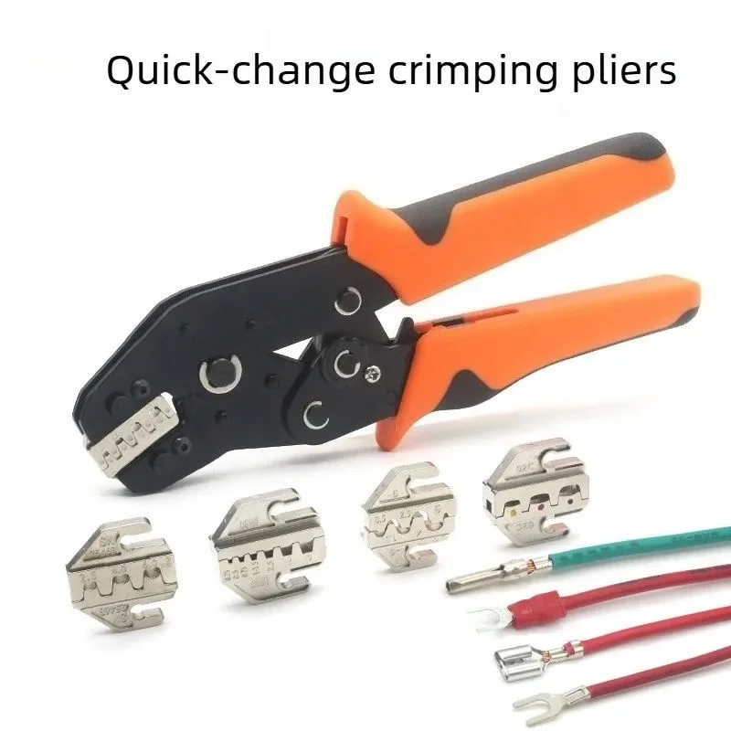 

SNV Quick Change Head Crimping Pliers Set 4.8/6.3mm Spade Terminal for OT/UT Copper Lug Industrial Wire Harness Tool