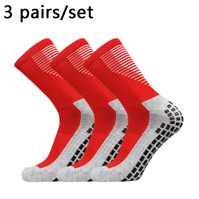 3 Paar Fußballsocken mit Fersenschutzmuster für Herren und Damen, quadratische, rutschfeste Silikon-Fußballsocken, Calcetines Antideslizante – Detail 5