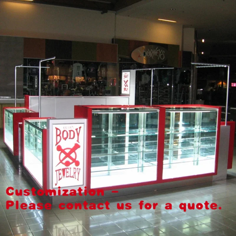 custom.Retail Jewelry Store Assembled Glass Display Showcase Counter Shopping Mall Luxury Jewelry Kiosk Booth Sale