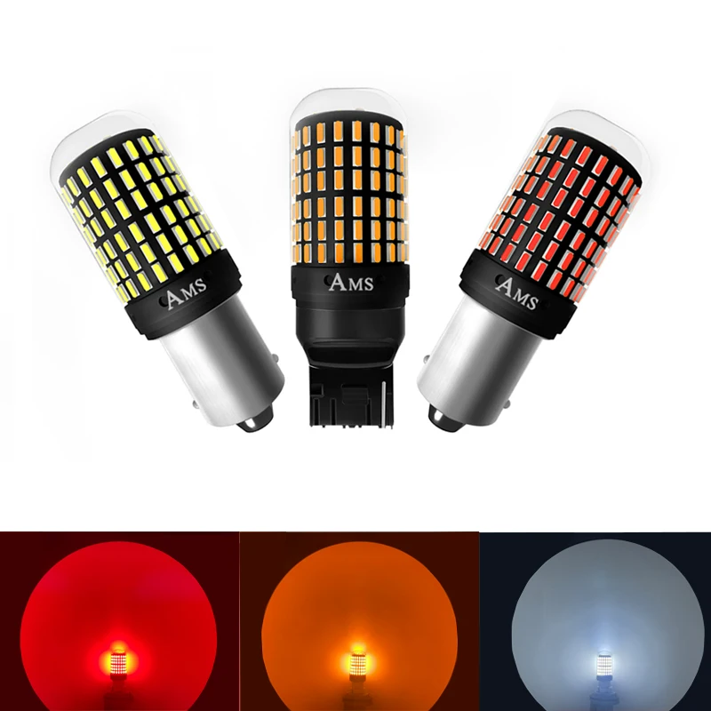 10PCS 1156 BA15S P21W BAU15S PY21W 7440 W21W P21/5W 1157 BAY15D 7443 3157 LED Bulbs 144smd CanBus Lamp Reverse Turn Signal Light