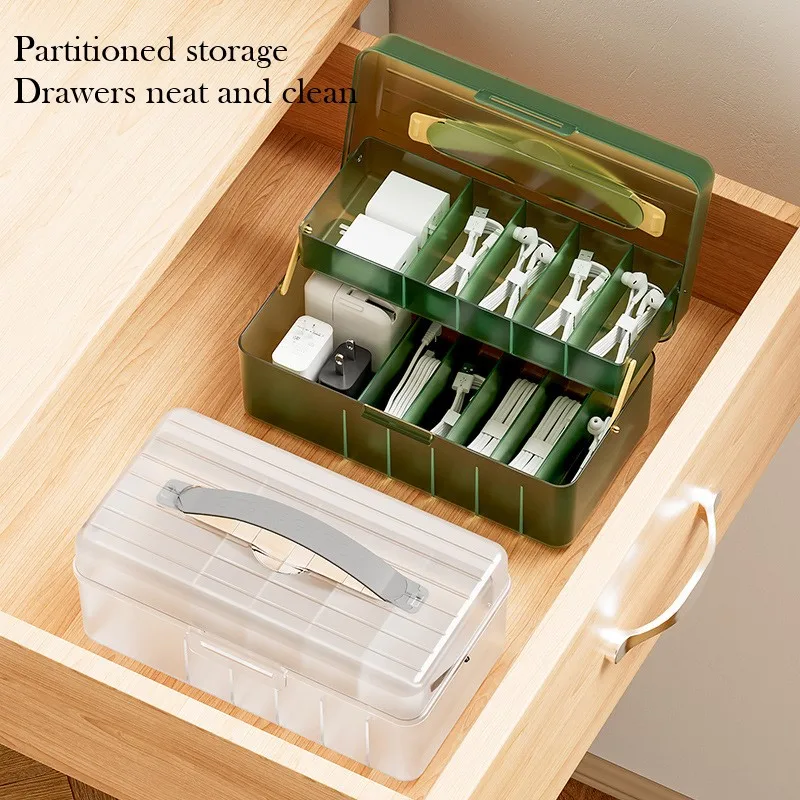 Data Cable Organizer Box With Lid Portable Charge Cable Management USB Cord Sorter Desk Electronic Accessorie Organizer for Home