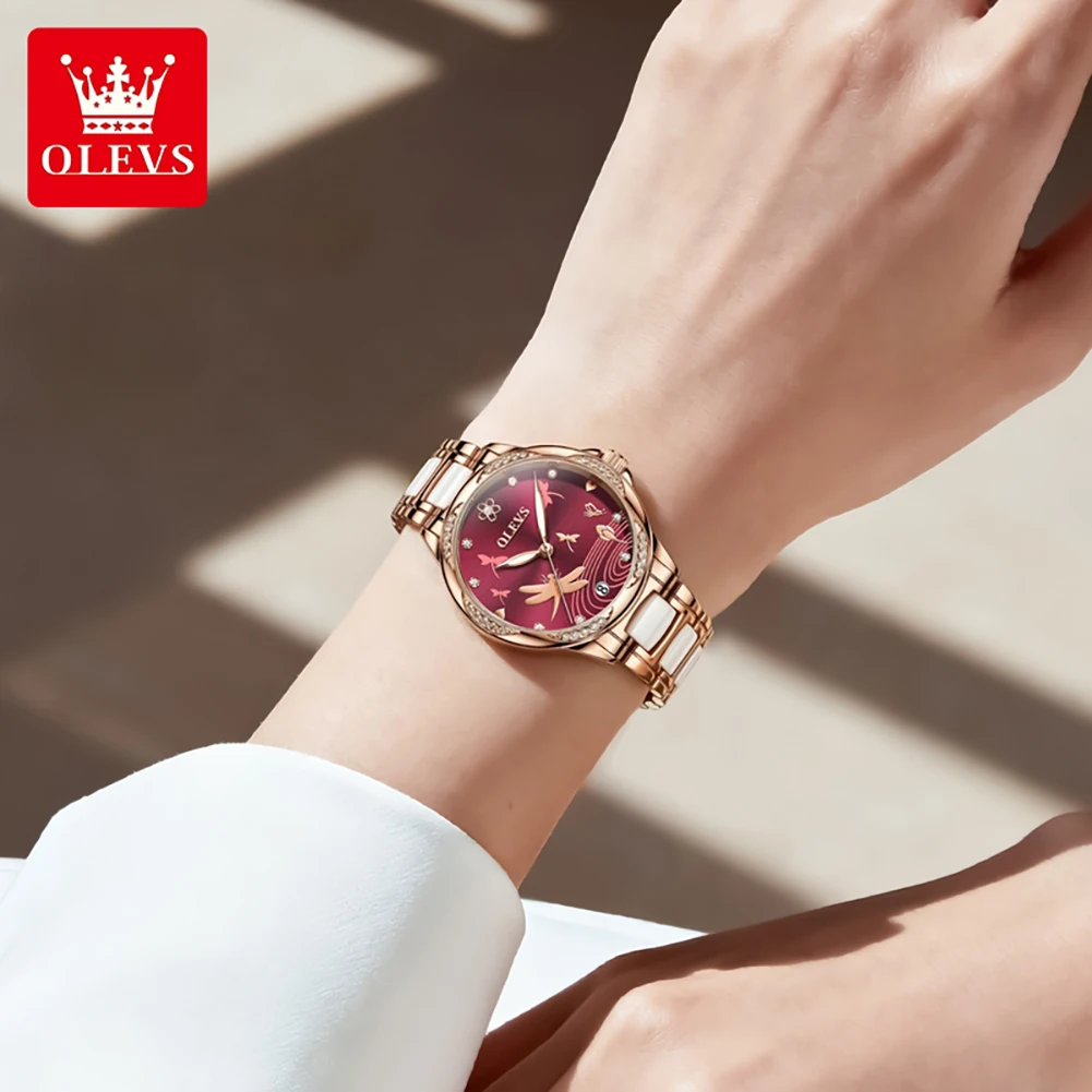 OLEVS Original steel strip automatic mechanical watch for women Elegant Fashion Ladies Watches Women Wristwatch Waterproof 6610