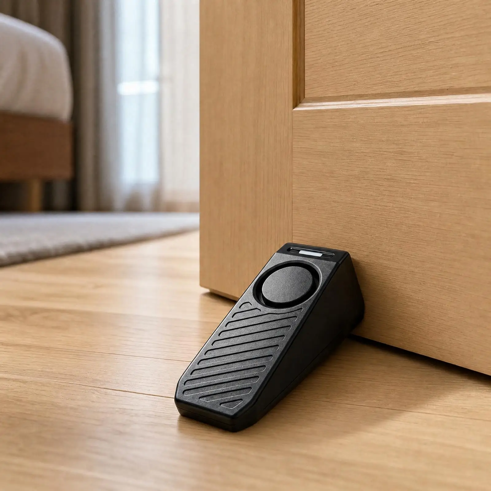 Rechargeable Door Stop Security Alarm for Home Hotel Travel Portable Safety Device with USB-C Charging Wedge Design
