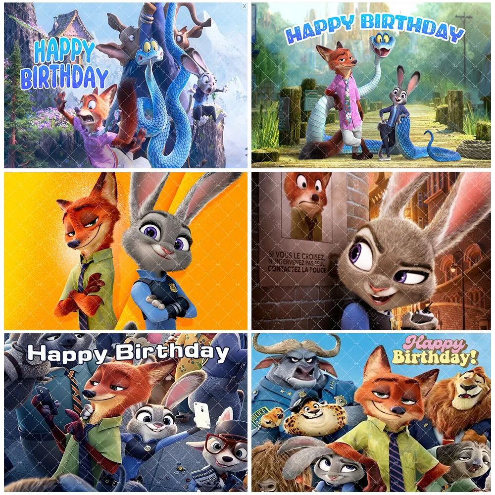 

Disney Zootopia 2 Birthday Party Decorations Judy Rabbit And Nick Fox Cartoon Backdrop Child Gifts Baby Shower Supplies Banner