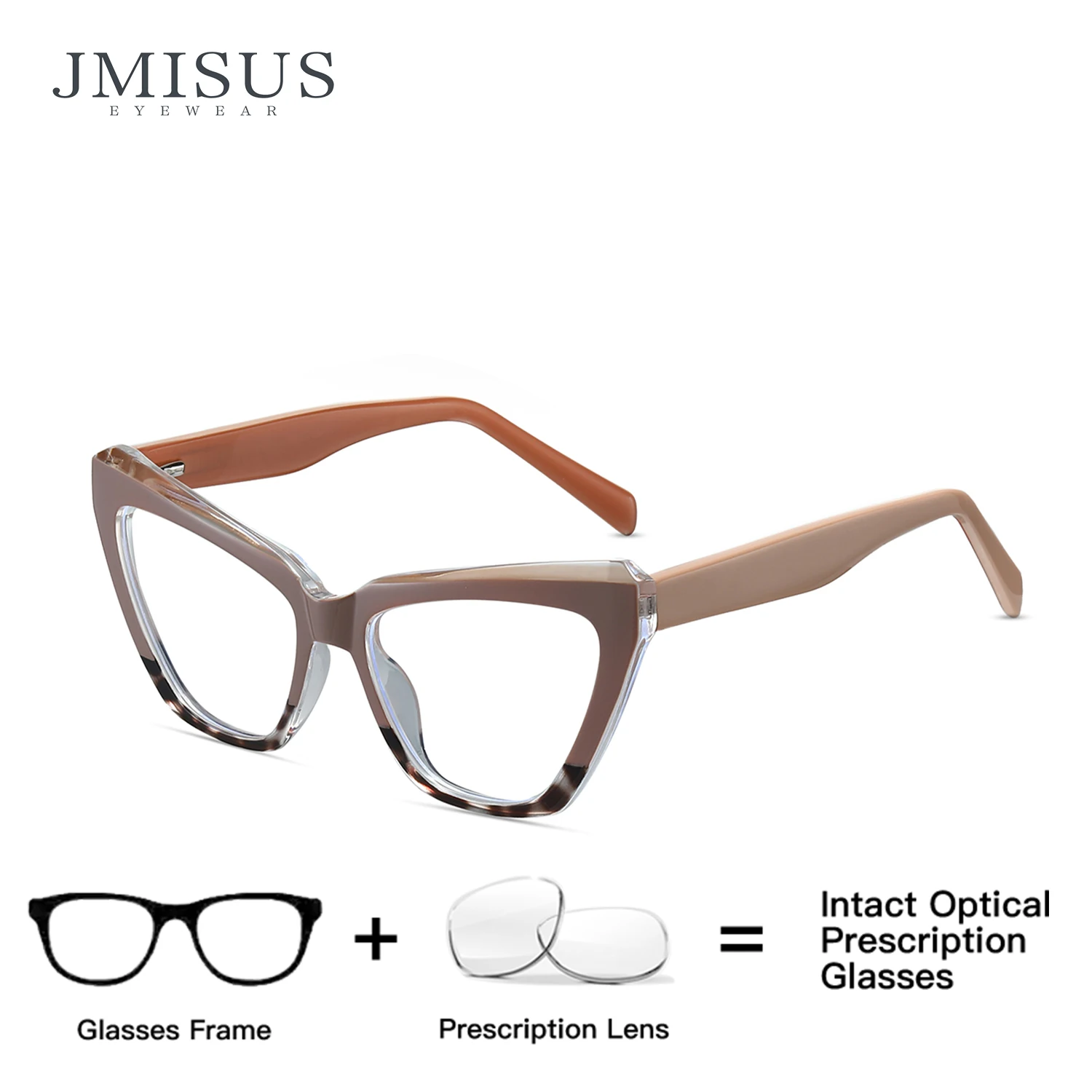 

JMISUS 2025 Fashion Cateye Prescription Glasses Spring Leg Myopia Eyewear Acetate Butterfly Progressive Eyeglasses for Women