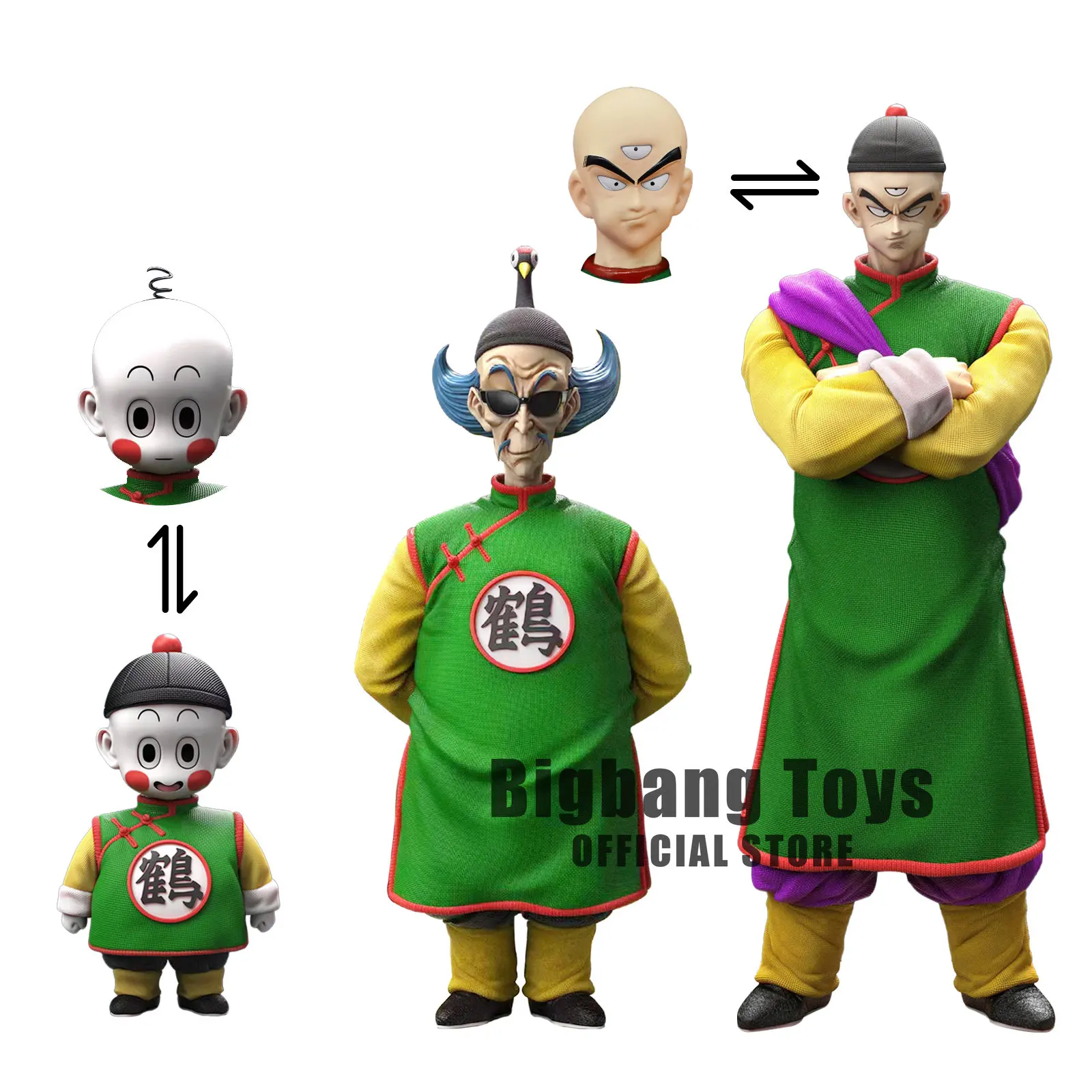 Dragon Ball Z Anime Figure Double headed School Tien Shinhan Chiaotzu Figures PVC Statue Collectible Model Toys Gifts