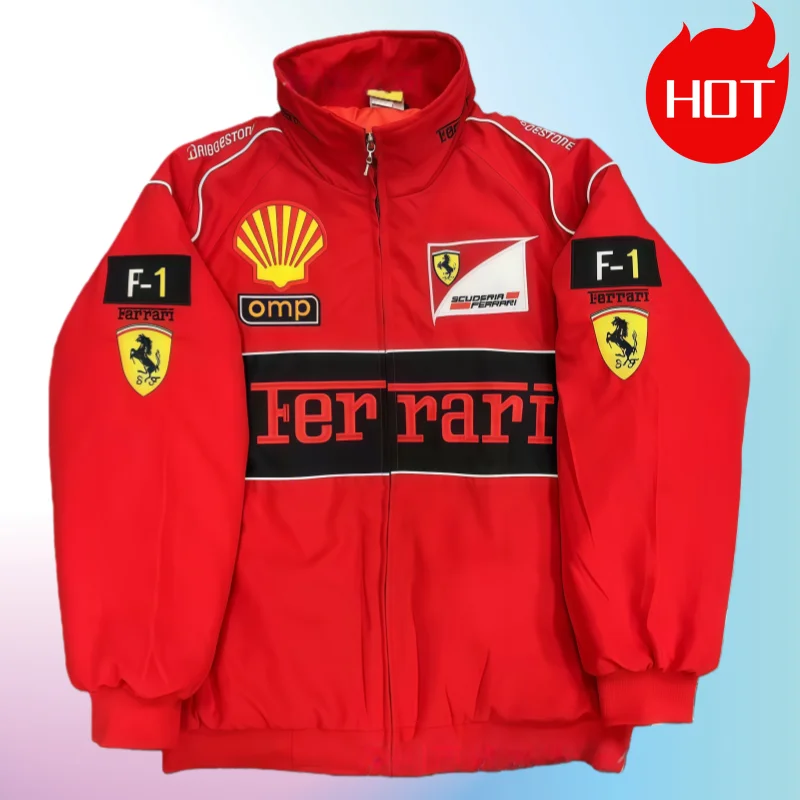 Giacche ricamate F1 Race per uomo e donna (leggere e pesanti), giacche da equitazione e giacche per auto sportive (Ferrari SP1,