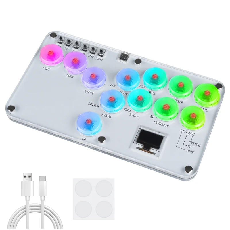 -A20Z Hitbox Fighting Stick Controller  Colorful RGB Light Fighting Game Arcade Game Keyboard For PC PS3 PS4 Switch