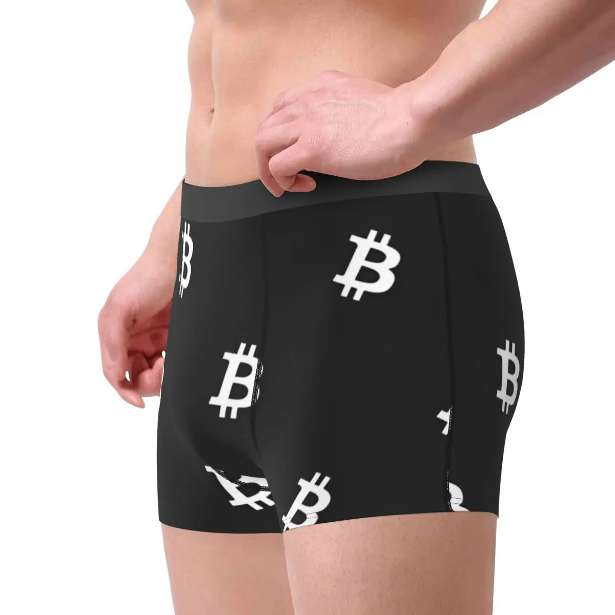 بيتكوين العملة المشفرة الملابس الداخلية بيتكوين BTC ثلاثية الأبعاد الحقيبة الساخن سراويل بوكسر الجمارك السراويل ملخصات مرونة الرجال السروال حجم كبير 2XL