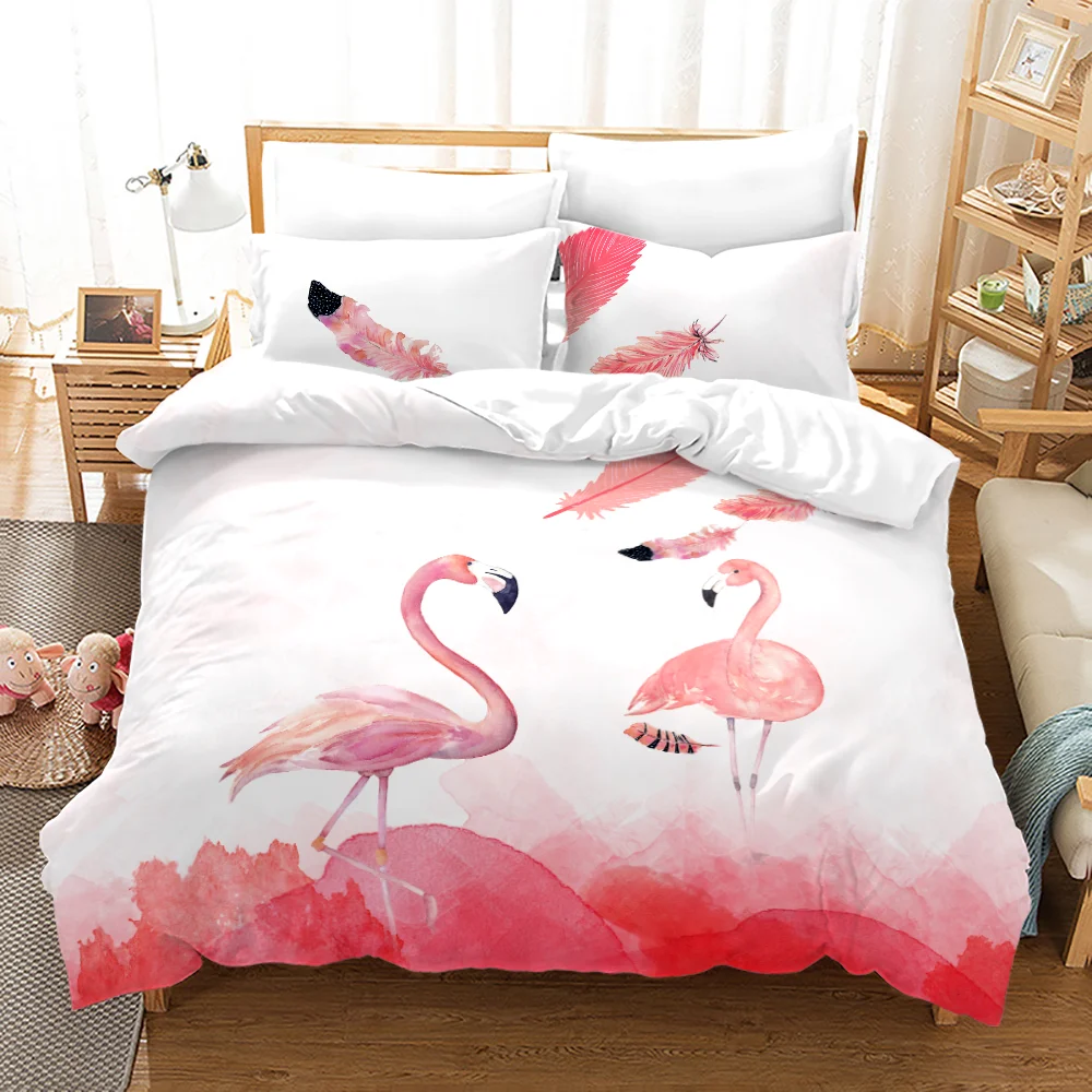 

Pink flamingo Bedding Set Single Twin Full Queen King Size Flamingo Bed Set Aldult Kid Bedroom Duvetcover Sets 3D Anime 011