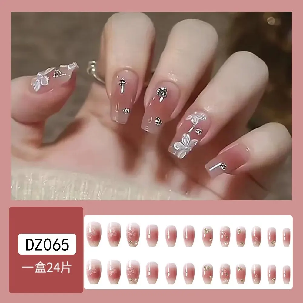 2024 Handmade Wearing Nail Wholesale Small Red Book Douyin Pop Silver Butterfly Nail Plate Wearing Nail Paste