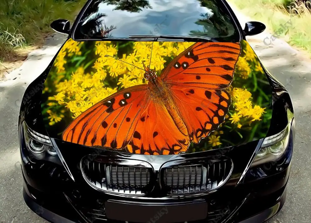 Animal Butterfly Custom Car Hood Vinyl Sticker Wrap Film Engine Cover Decal Protect Sticker Car Body Accessories Decoration Gift