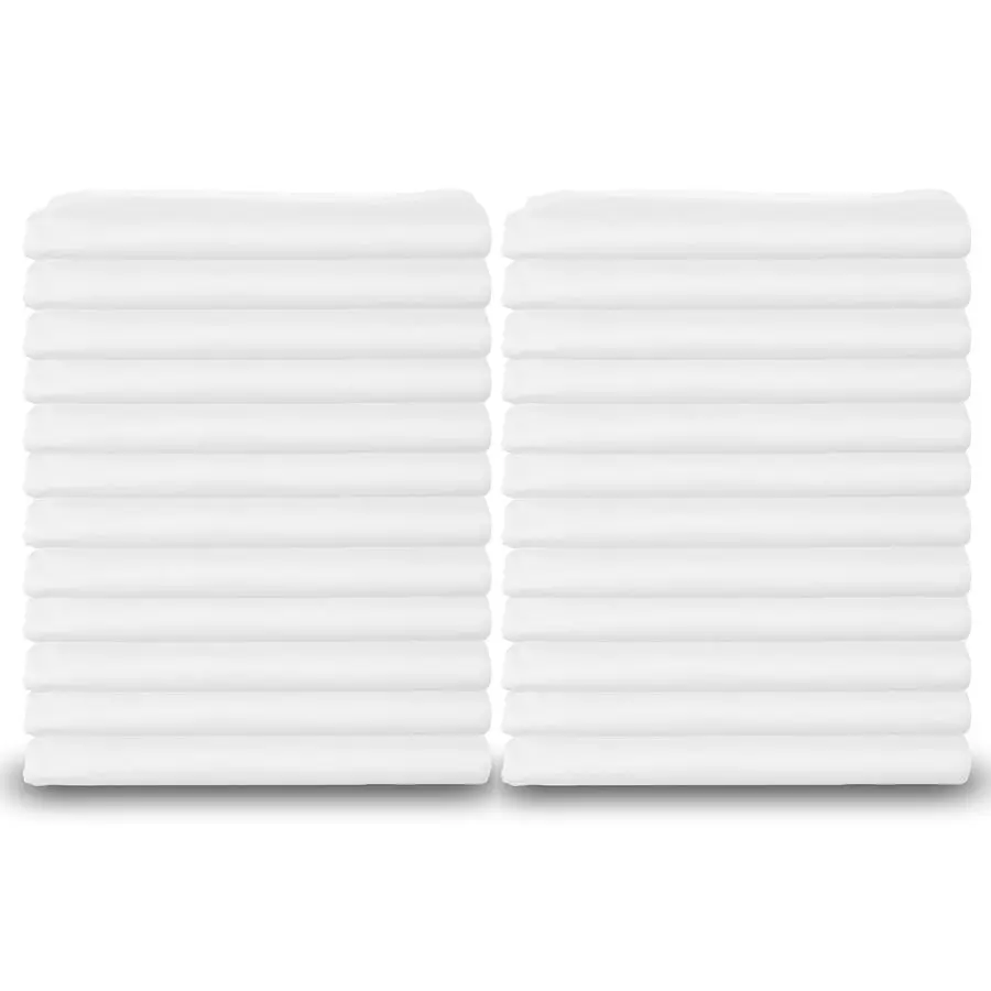 

White Cotton Pillow Cases Standard Size Set of 24, Heavy Weight Quality Pillowcase with T200 Thread Count, Elegant Double Stitc