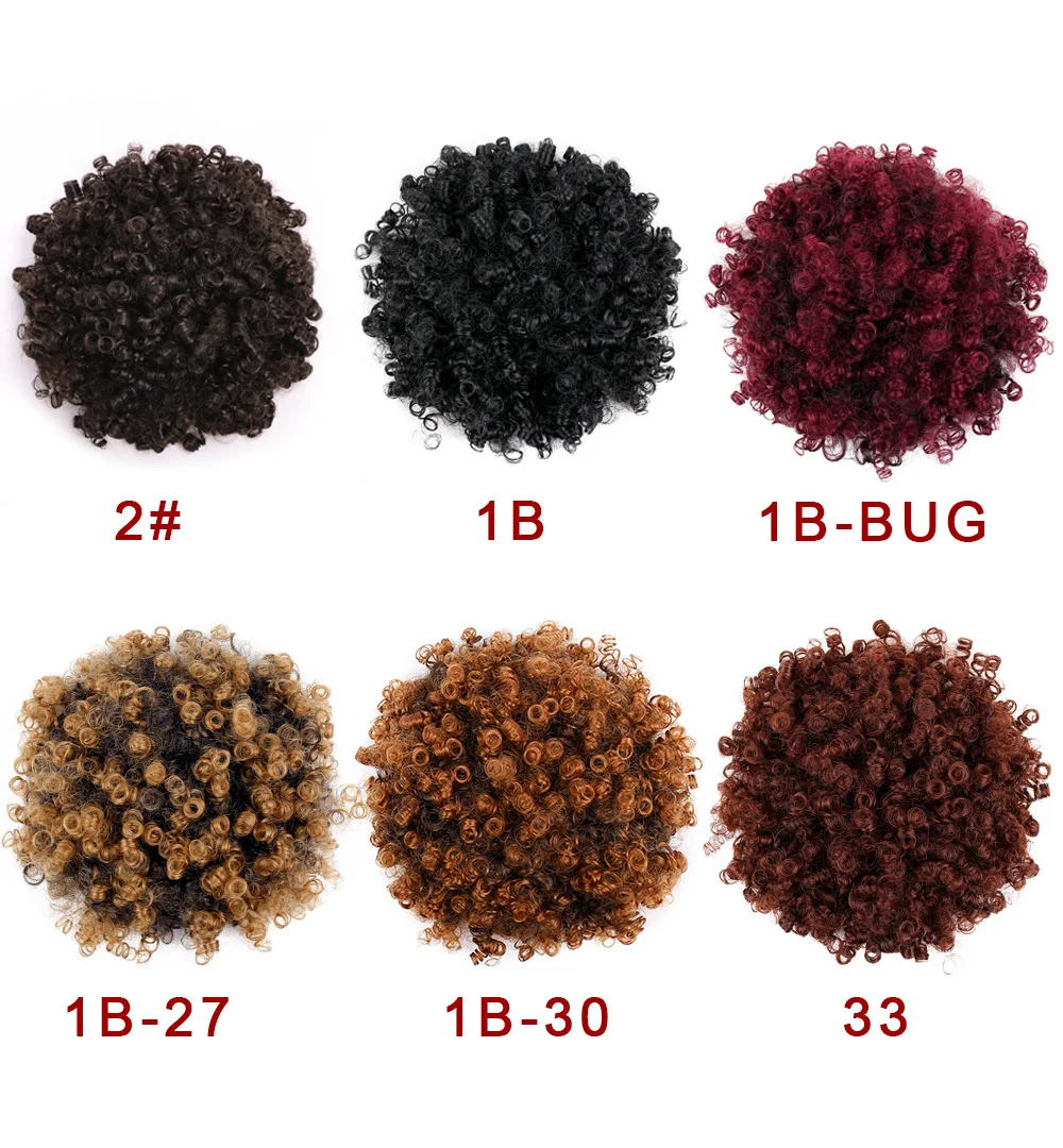 Synthetic Curly Hair Ponytail Drawstring Puff Short Kinky Wig African American Short Afro Kinky Curly Wrap Hair for Black Women