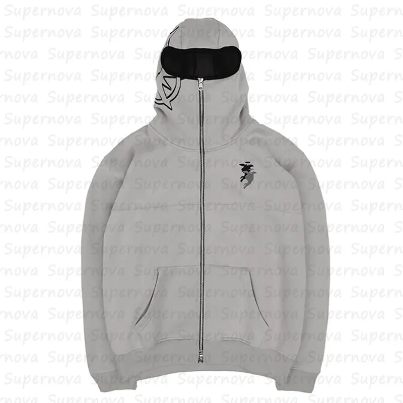 Y2k Embroidery Zip up Warm Hoodies Women Winter Vintage Streetwear Casual Pattern Sweatshirts Anime Hoodie Tops Kpop Clothes