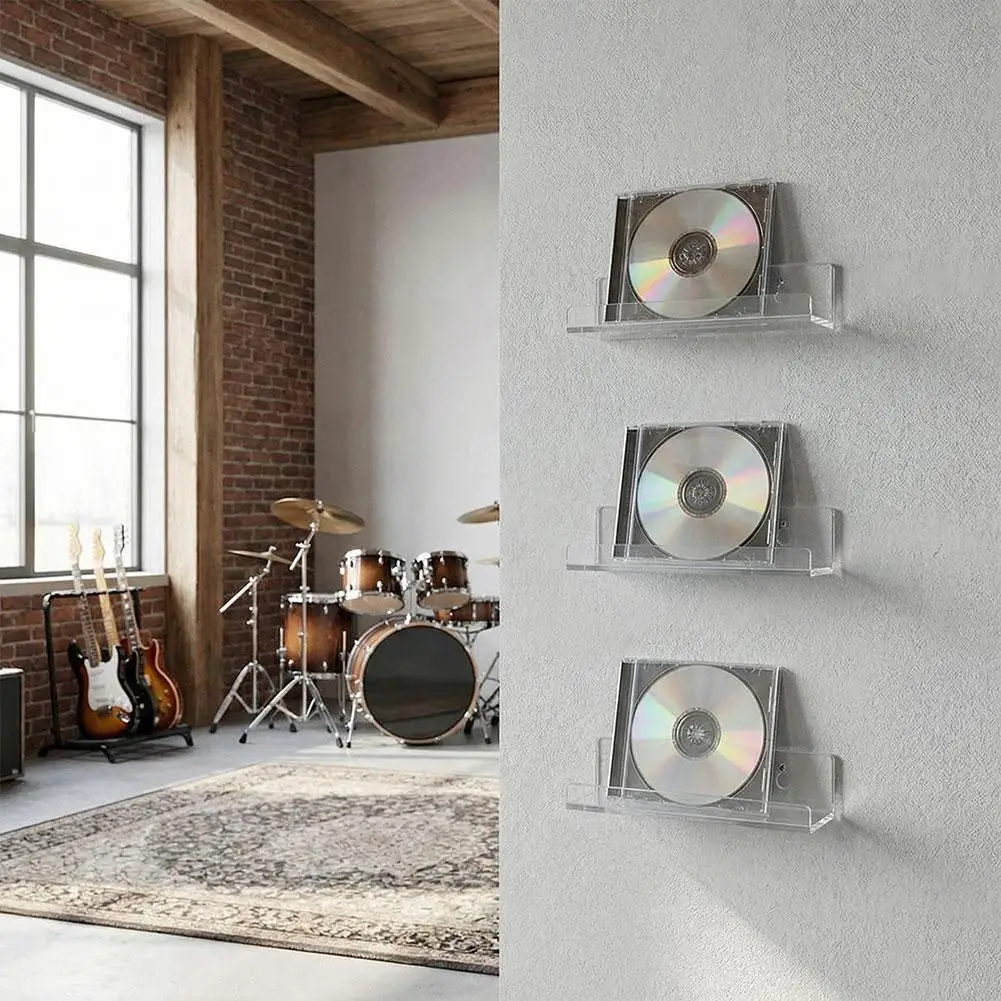 4inch Acrylic Record Display Stand Shelf Clear Wall Mounted Vinyl Record Holder Floating Shelves Record Album Storage Rack