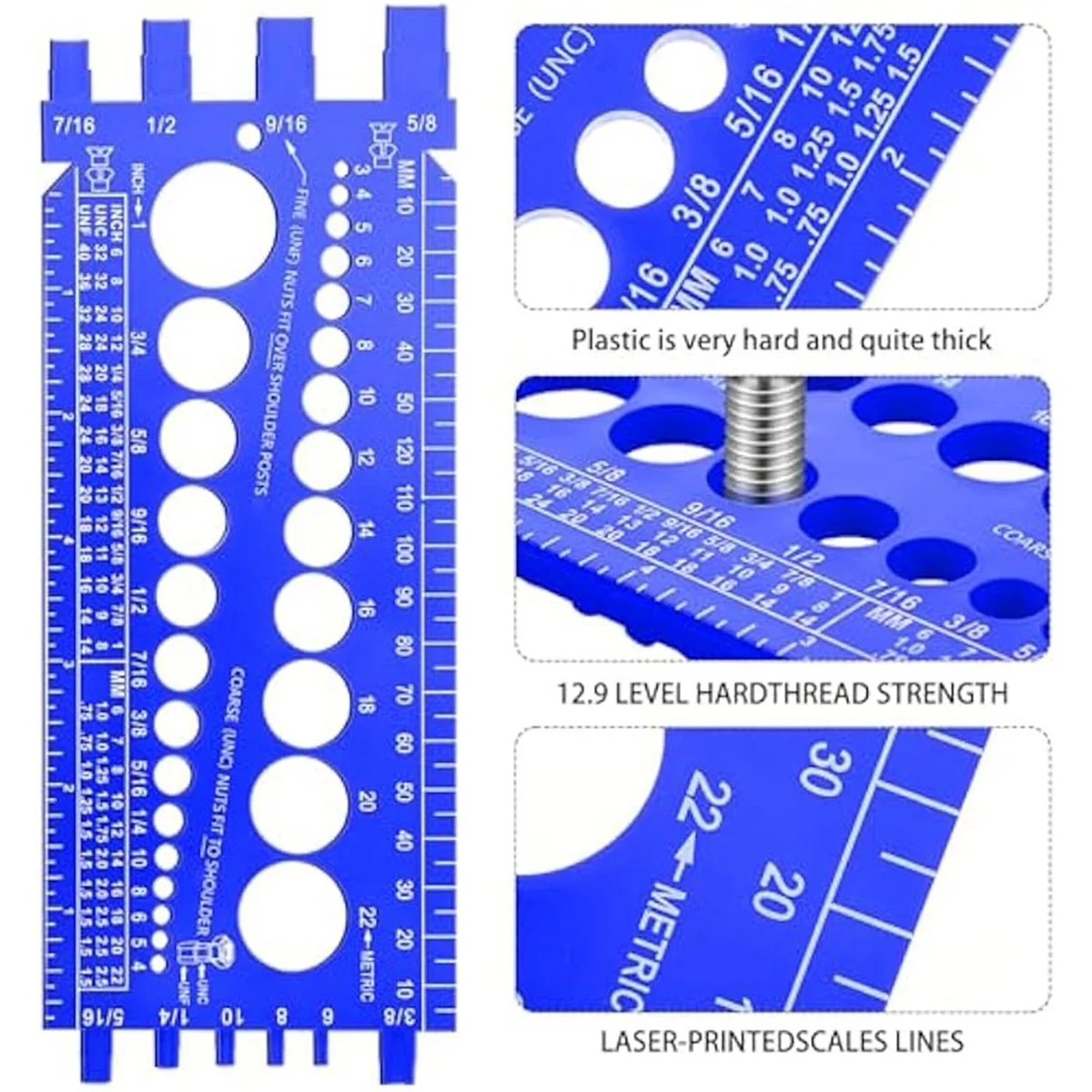 A88M 1Pc Moer Bout Draad Gauge Checker Bout Grootte en Draad Gauge Bout Moer Draad Meten Gauge Bout en moer Identifier