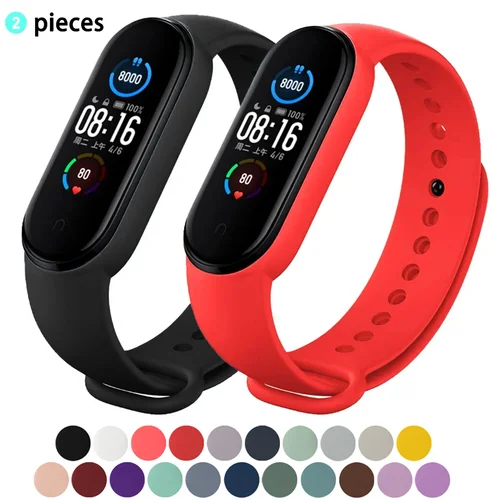 2 uds correas de reloj para Xiaomi Mi Band 7 pulsera Miband 5 6 NFC reemplazo pulsera deportiva de silicona correa mi band 7 6 3 4 5 correa