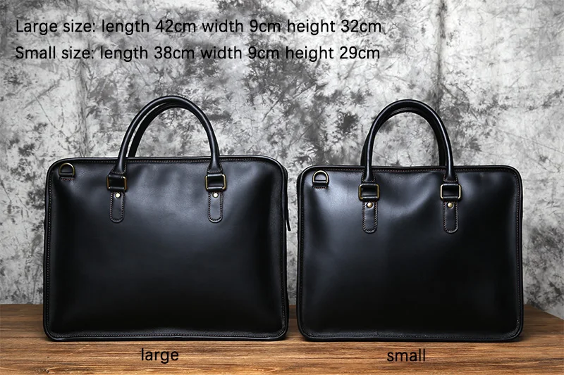 NZPJ Herren Aktentasche Leder Handtasche Retro Top Layer Rindsleder Laptoptasche Crazy Horse Leder Schulter Messenger Bag Luxustasche – Detail 2