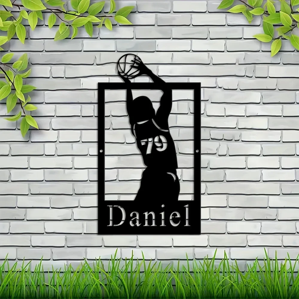 Personalized Basketball Athlete Metal Wall Art. Unique Sports Decor. Nameplates with Texture, Metal Craft for Home.