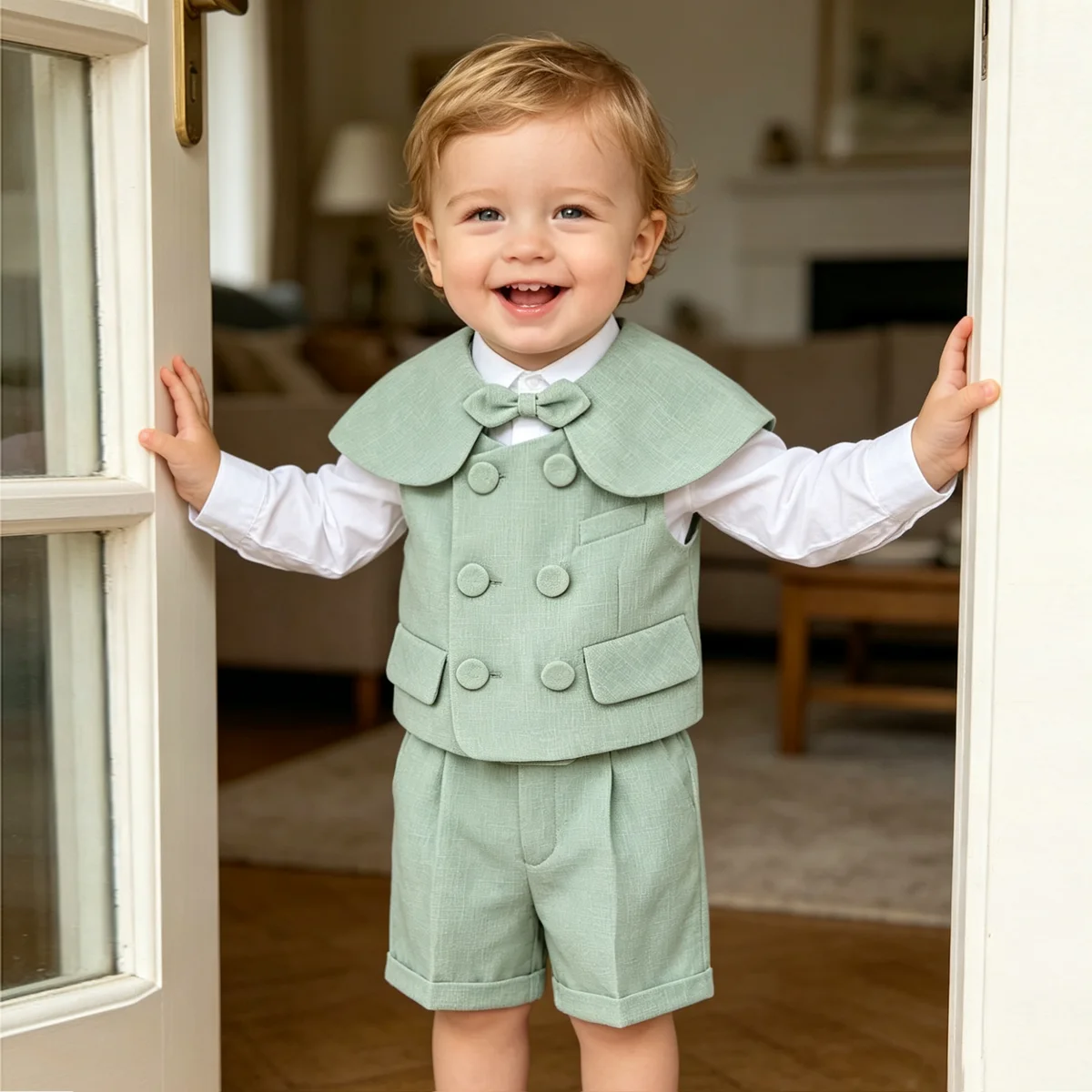 بدلة رسمية خضراء للأولاد الصغا - مراجعة Baby Boy Suit Set Baptism وسعره