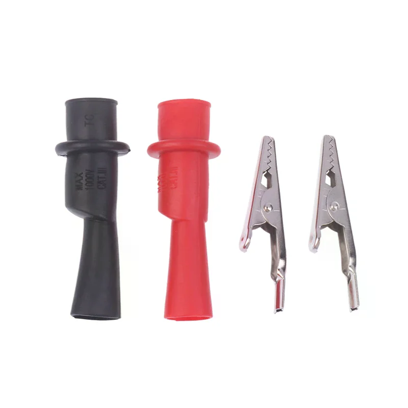 2pcs Alligator Clip Multimeter Push On P2008 Inline 2mm Probe Insulated Crocodile Clamp For Electrical Test Probes