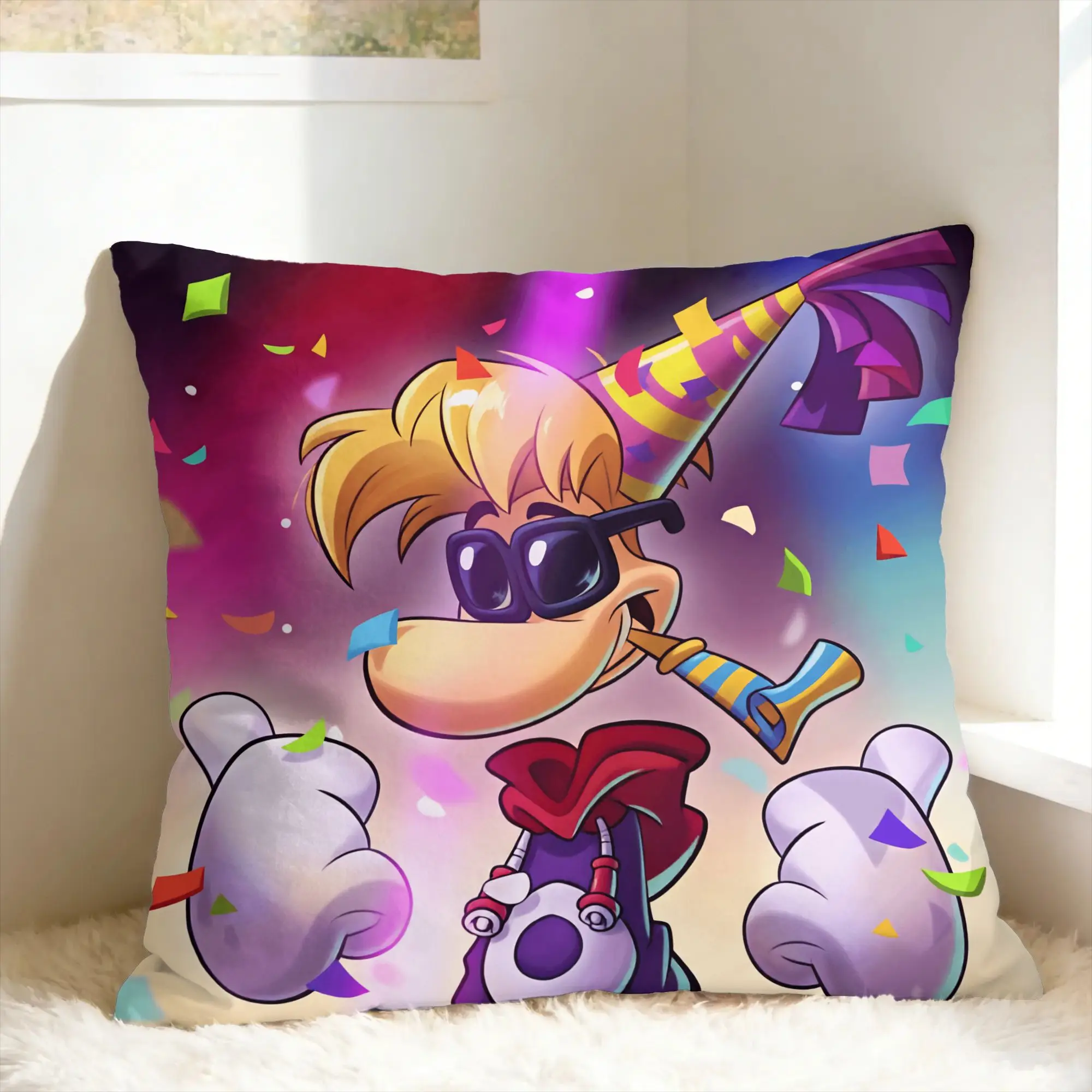 Flying fist attack Raymans Pillow Cover  Square Cushion Cover Retro Trendy Pillow Case For Sofa Couch Bed Living Room