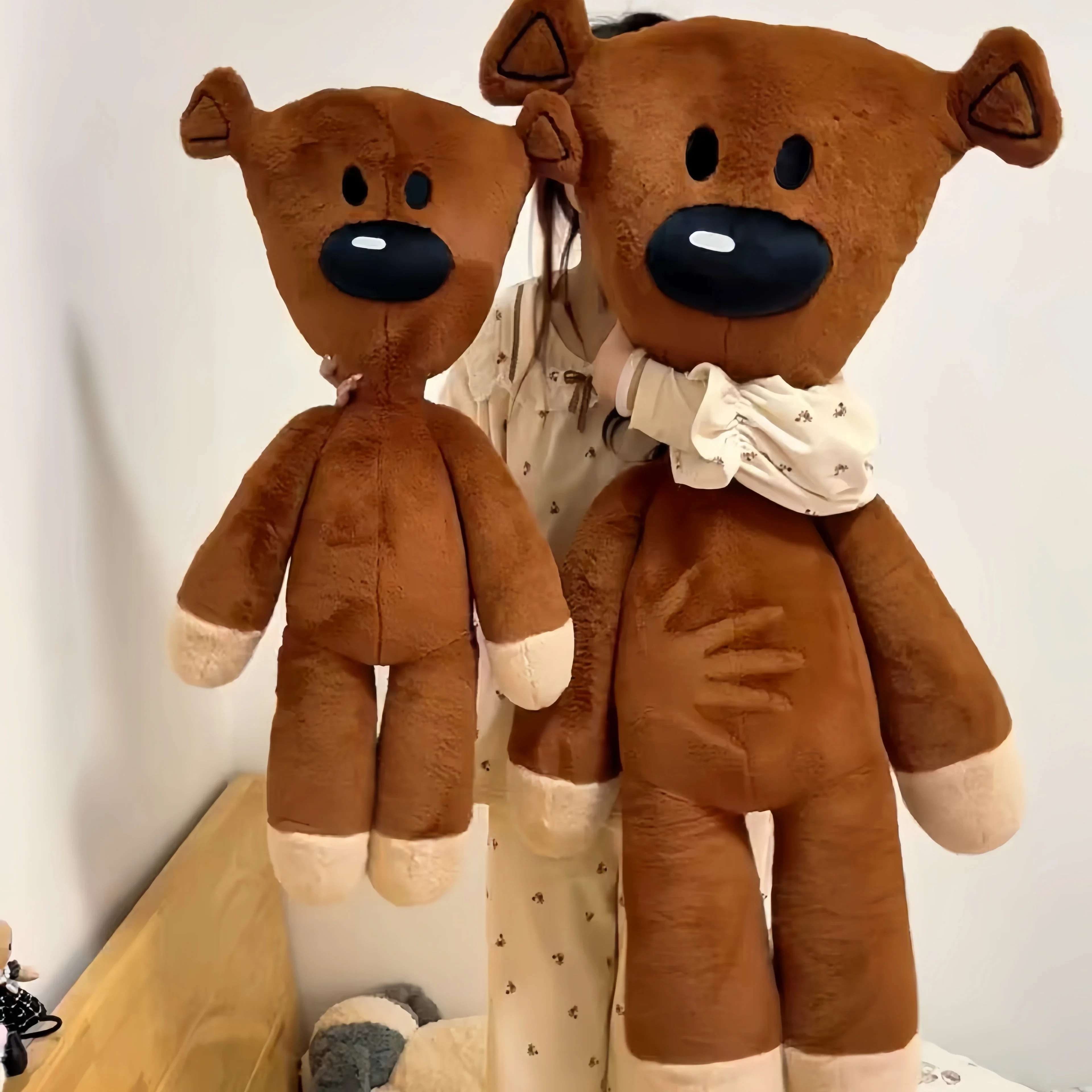 Adorable Mr. Bean Bear Plushie Soft Fluffy Brown Bear Doll Stuffed Bear Plush Toy Cuddly Pillow Sofa Bed Home Decor
