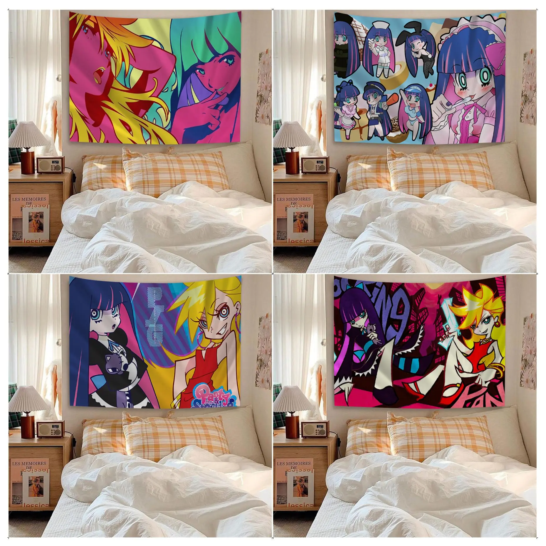 

Panty and Stocking With Garterbelt Tapestry Anime Tapestry Hanging Tarot Hippie Wall Rugs Dorm Wall Hanging Sheets