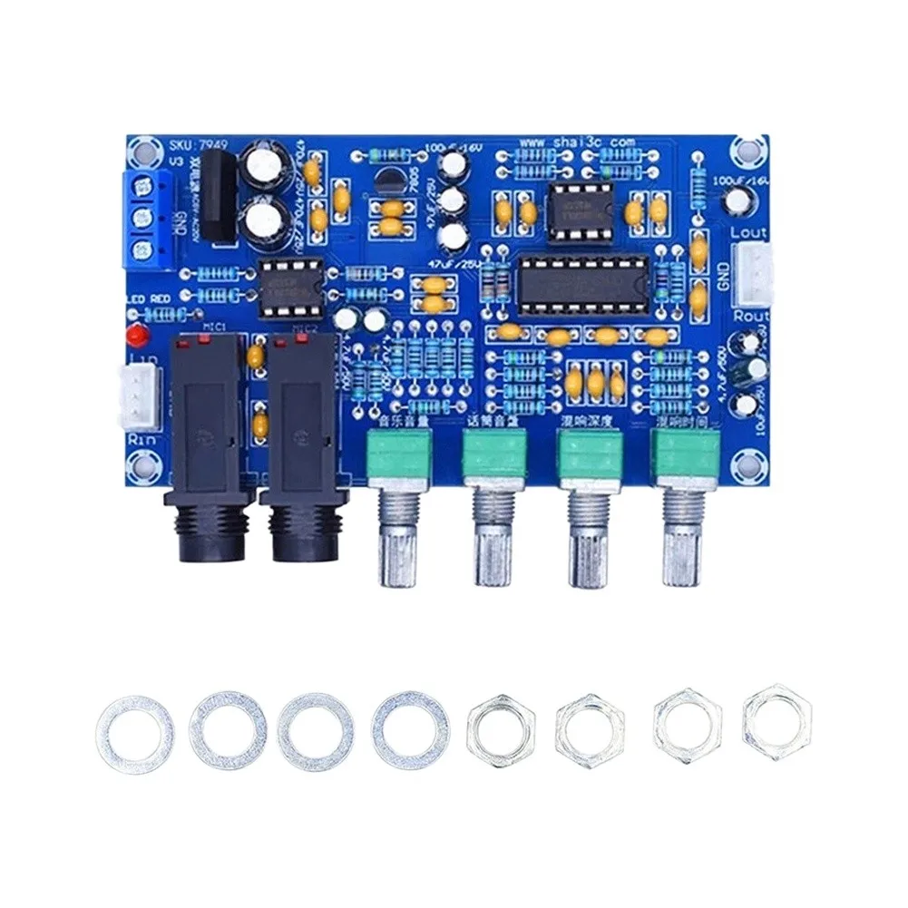 XH-M173 For Karaoke Mixing Board PT2399 Chip Dual 12V Power Supply Reverb Effect For Microphone Singing Audio DIY Kit