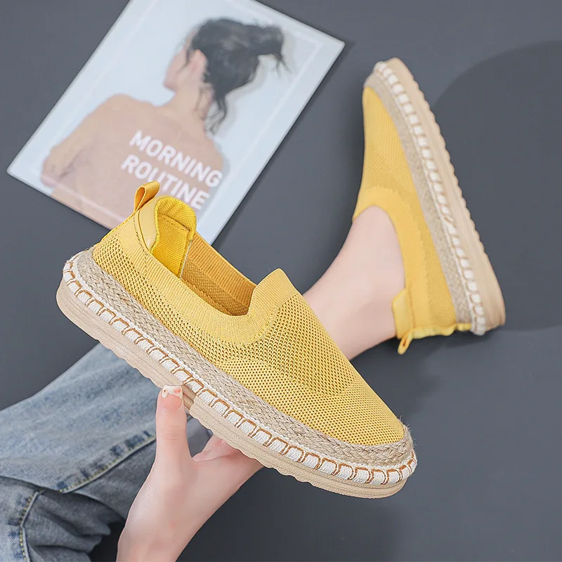 New Spring Women\'s Breathable Sneakers Flat Casual Shoes Slip on Ladies Loafers Vulcanized Shoes Walking Sneaker Footware