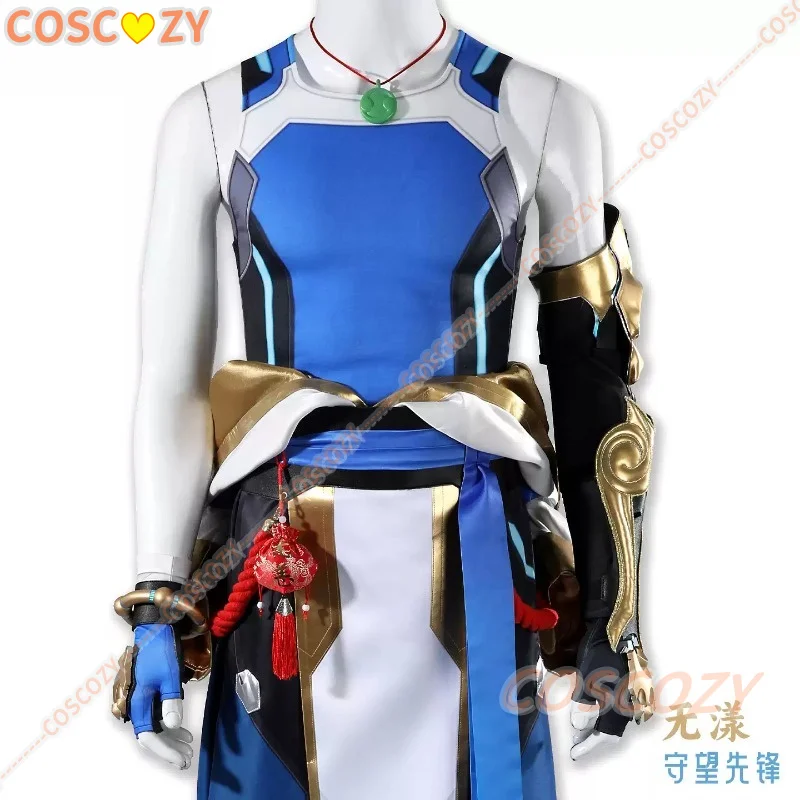 OW Wuyang Cosplay Costume Top Vest Pants Wig Carnival Halloween Comic Con Game Watch Role Play Men Battle Suit Custom Made view 4
