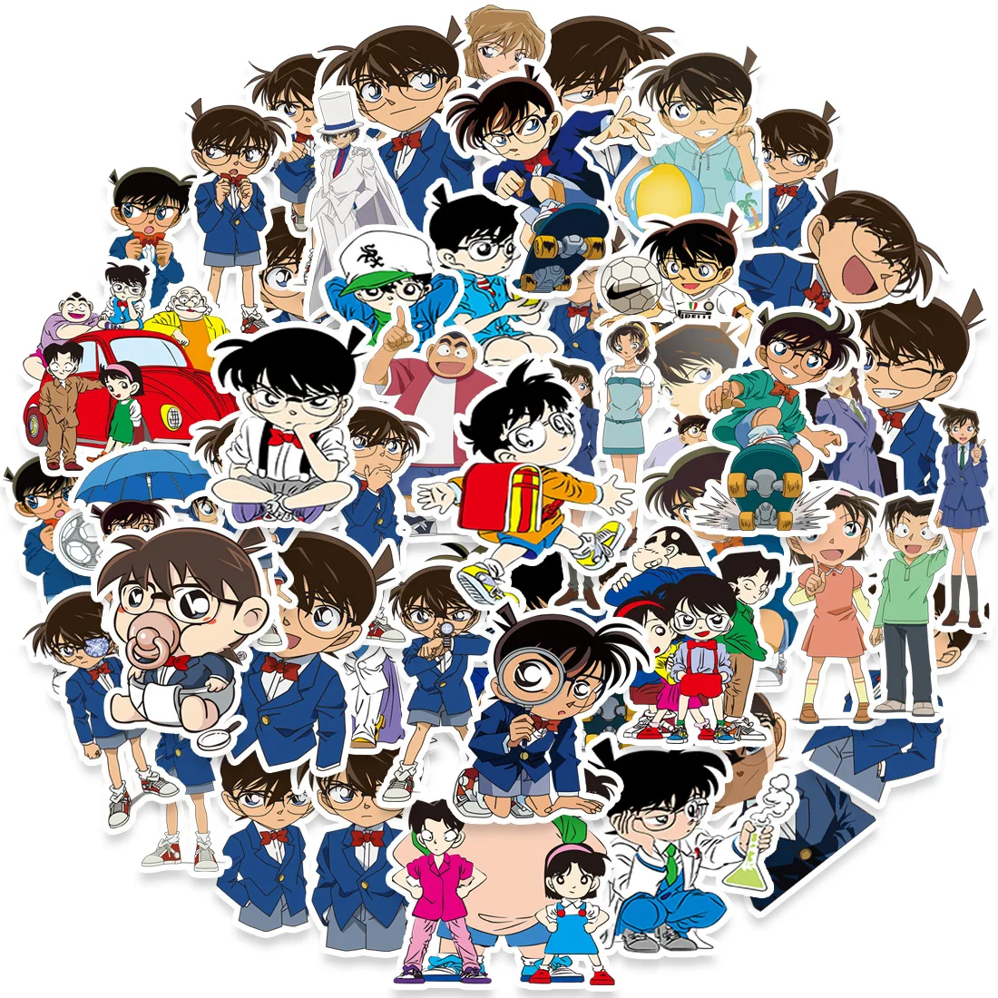 50pcs Detective Conan Cartoon Graffiti Kawaii Sticker Kids Toy Luggage Laptop Phone Case Cartoon Waterproof Decorative Stickers