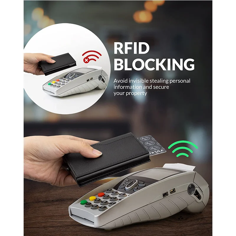 Bật Ma Thuật Thông Minh Ví Nam Da Thật 100% Chính Hãng Da Giữ Thẻ Dành Cho Nữ Thẻ Rfid Ốp Lưng Mỏng Nhỏ Tối Giản walet Chất Lượng Cao