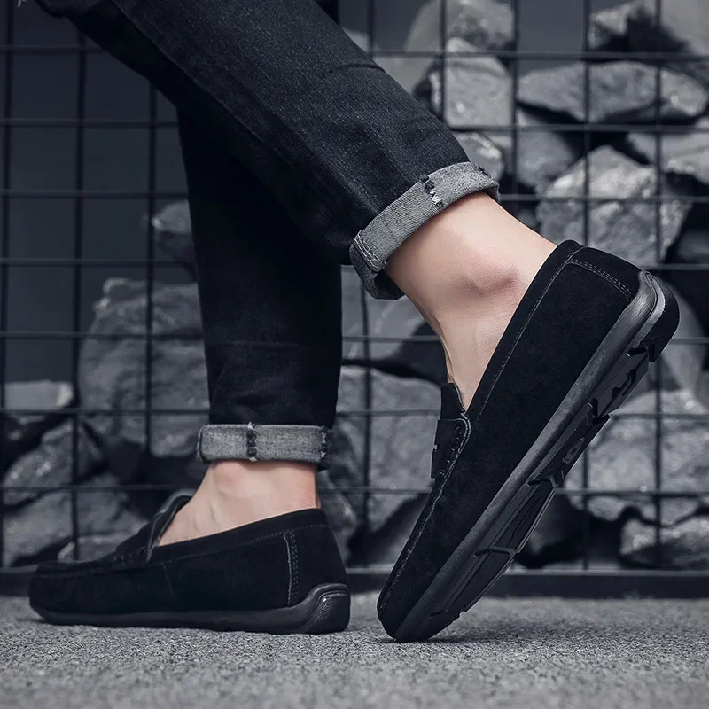 Mocasines informales de ante para hombre, zapatos planos de alta calidad, suaves, para conducir, para caminar, para primavera, en oferta