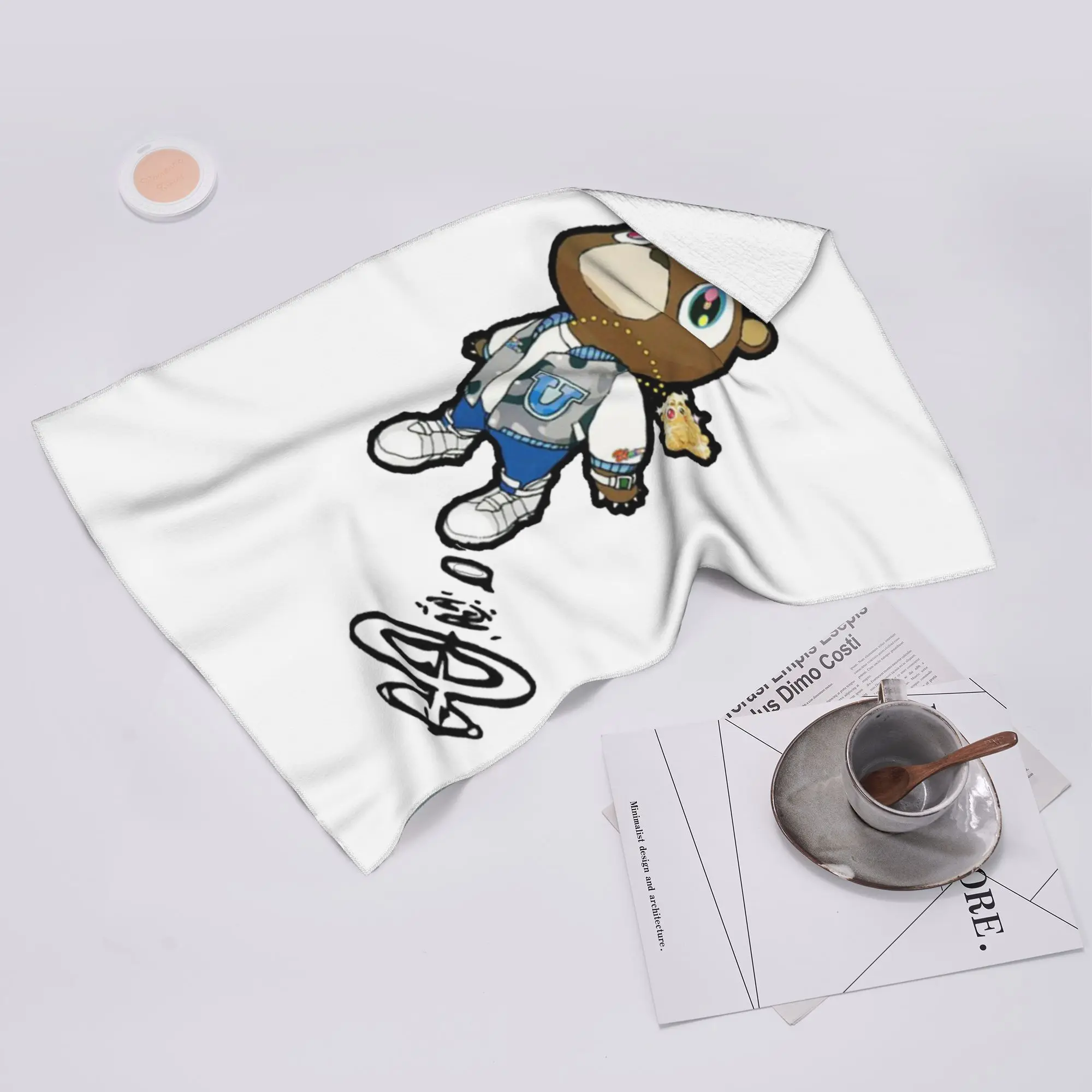 Custom Kanye West Dropout Bear Chicago Vintage Graduation Soft Face Towel Quick Dry Pool Bath Cotton Towels Absorbent Quick