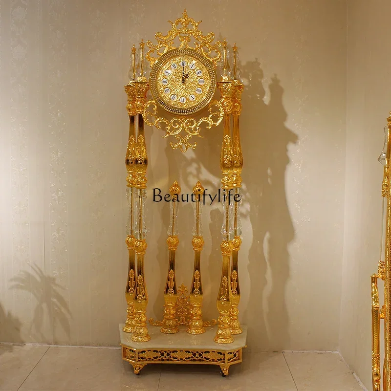 

Lyj5Luxury Living Room Floor Crystal Copper Bell Hotel Lobby Luxury Vertical Large Copper Bell