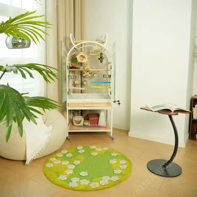 Factory Solid Wood Bird Cage Does Not Take Up Space for Home Parrots Large Luxury Villa Transparent Glass Bird Cage