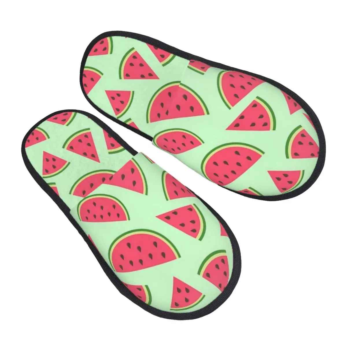 Custom Cute Watermelon Slices Slippers Memory Foam Warm Soft Women House Slipper Indoor Cozy Shoes