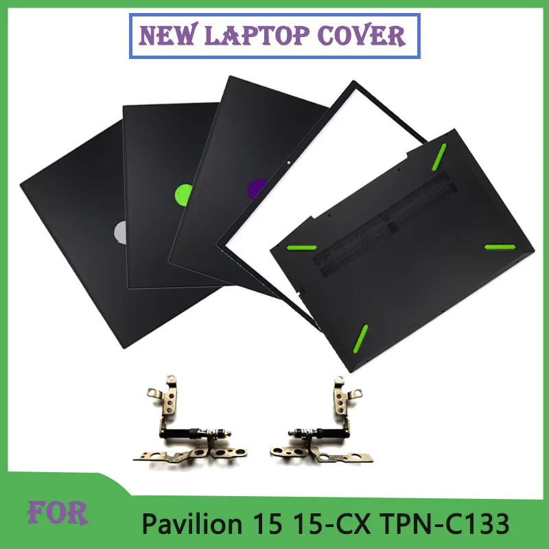 New For Pavilion 15 15-CX TPN-C133 Laptop Screen Back Cover Front Bezel Bottom Case Hinges Replace Shell Silver Green Purple