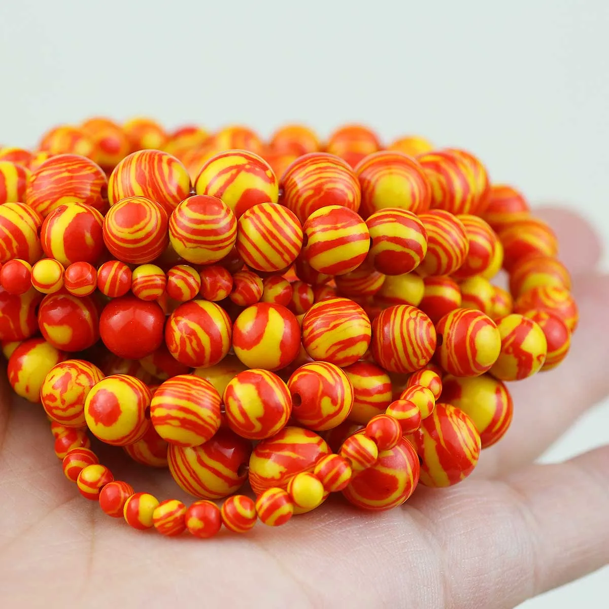 Synthetic Yellow-orange Malachite Stone Round Spacers Loose Beads 4~10MM For Jewelry Making DIY Bracelet Accessories 36~95pcs