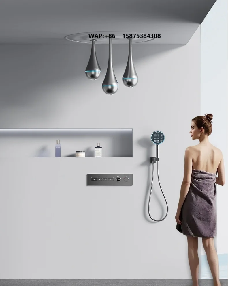 

Dual Handle Contemporary Brass Concealed Shower Set with Rain Spray Build-in Shower Set and Floor Stand Faucets for Hotels Homes