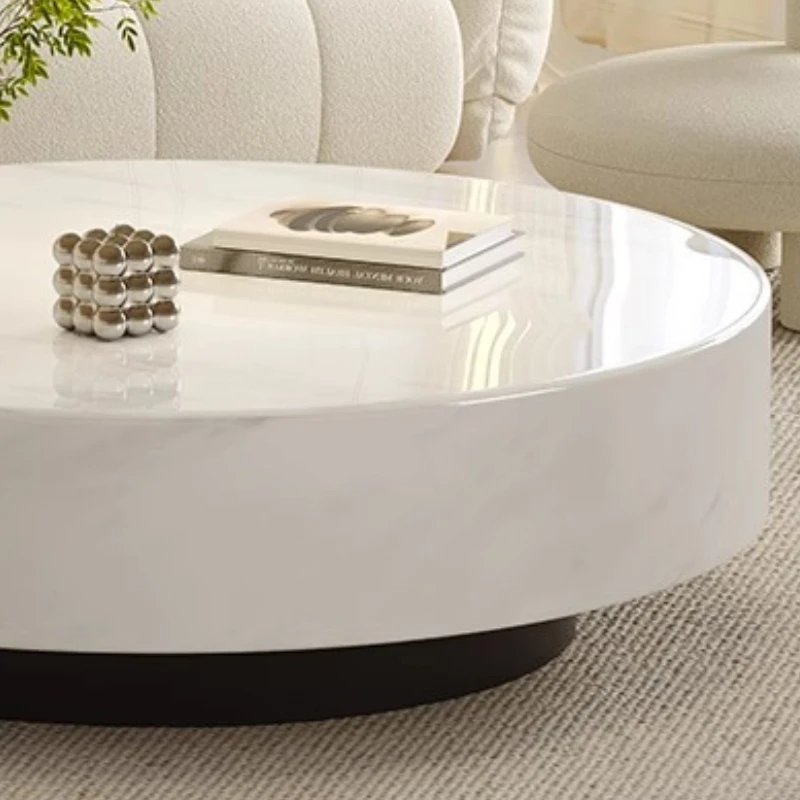 طاولات قهوة منخفضة الحجر مستديرة بيضاء فاخرة تصميم طاولات القهوة الرخام الإيطالي Mesas De Centro Para Sala اكسسوارات المنزل