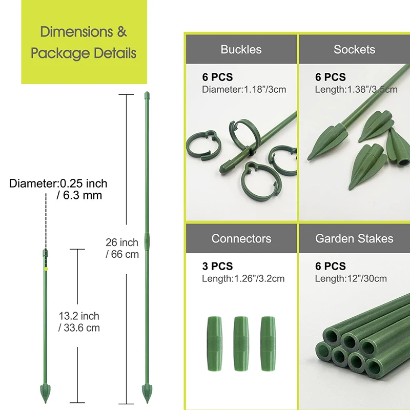 Plant Supports for Indoor Plants 30cm Plant Stakes Support Sticks with Clips, Adjustable Monstera Support for Orchid Rose Flower