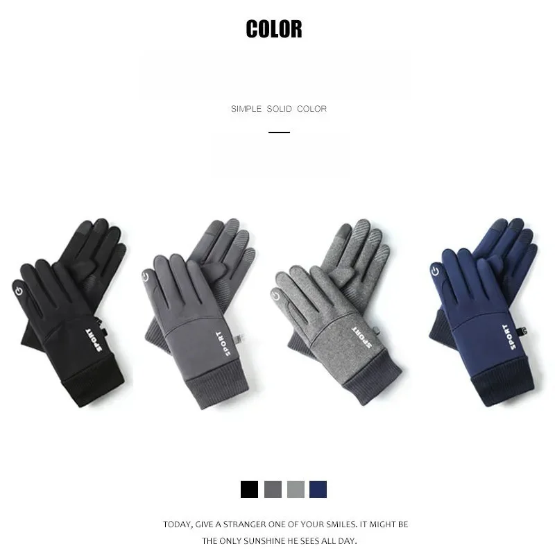 Guantes de esquí de lana para hombre, cálidos, deportivos, gruesos, impermeables, a prueba de viento, con pantalla táctil, para ciclismo