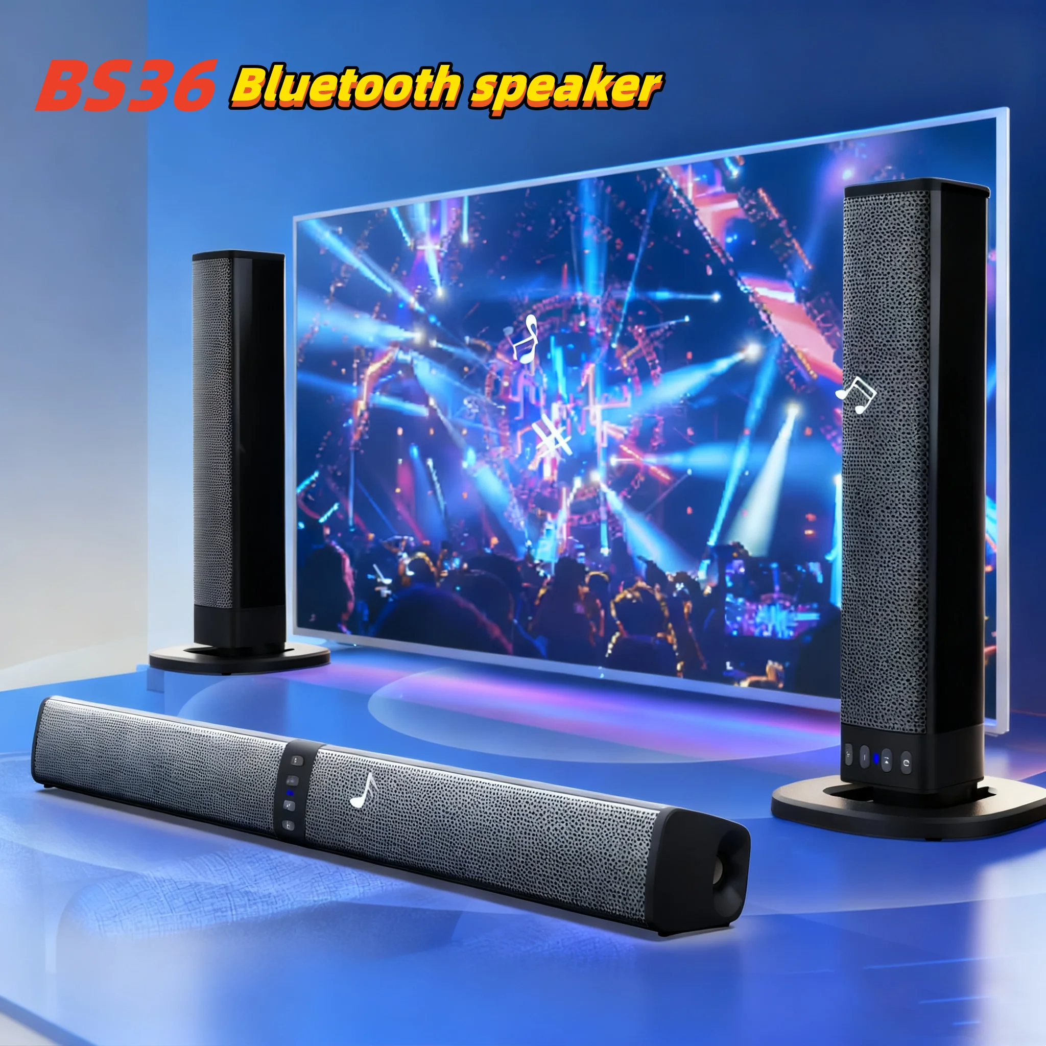 Wireless Bluetooth Sound Bar Home Theater TV System Surround Stereo Subwoofer FM Radio Supports AUX/USB/TF PC/Computer Boombox